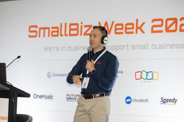 Gabe presenting at SmallBiz Week