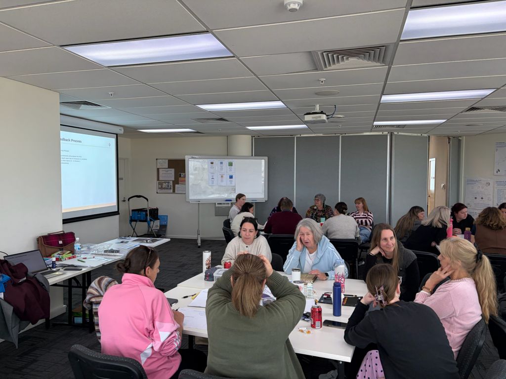 School leaders at tables during a facilitated planning day